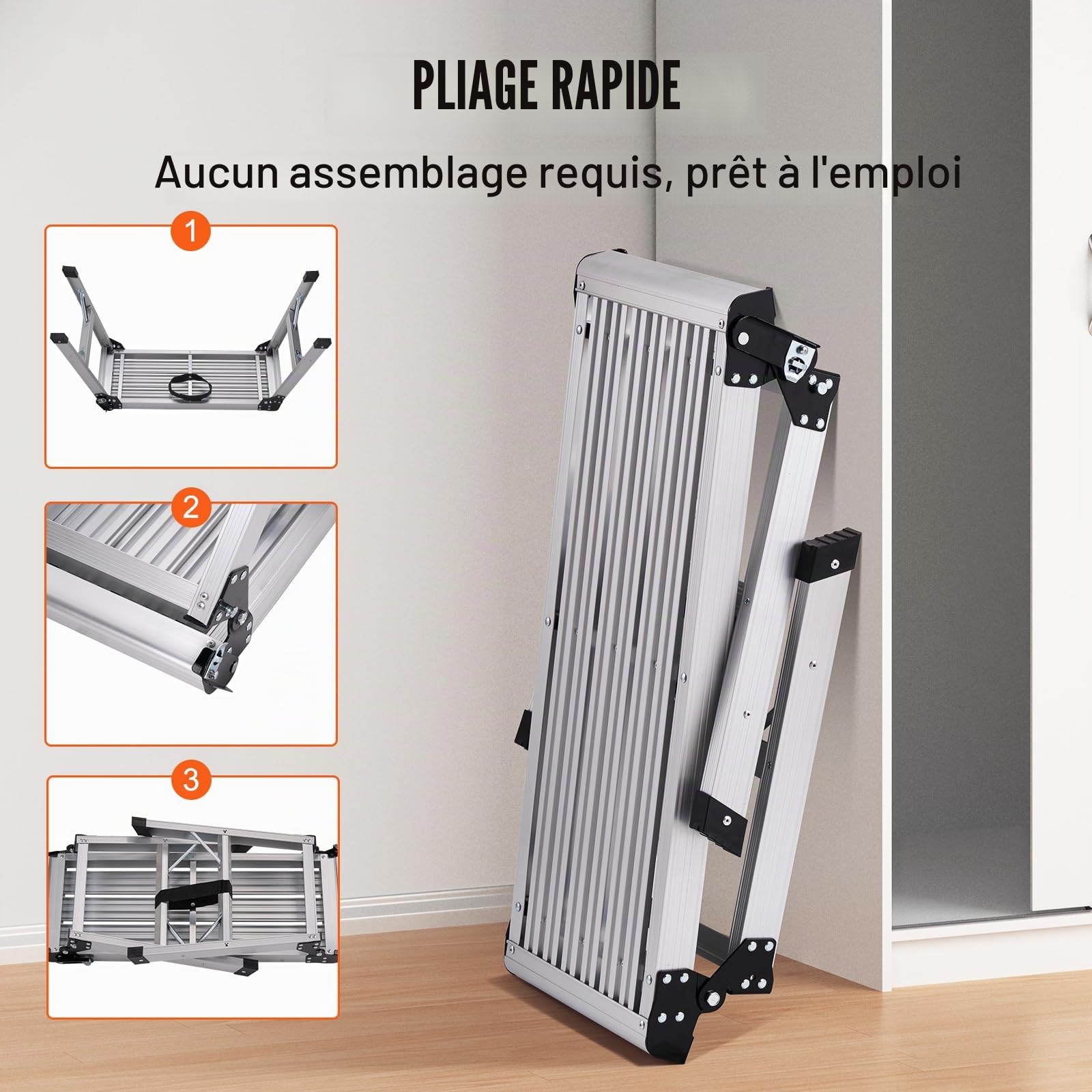 VEVOR Plateforme de Travail 150 kg Établi Pliant 76x30x50,8 cm Marchepied en Aluminium Pieds Antidérapants Table de Travail Bricolage de Cloisons Sèches pour Lavage de Véhicules Peinture Décoration