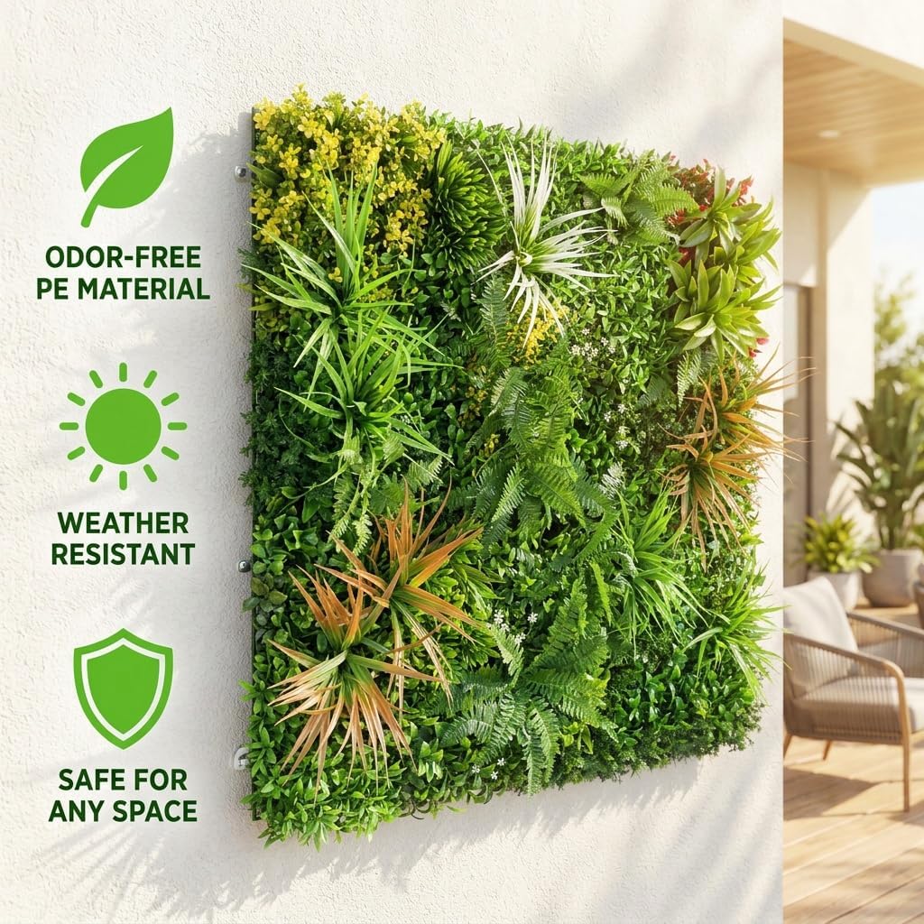 Artificial Grass Wall Panels, 40"x 40" Boxwood Hedge Wall Panels UV-Anti image 3