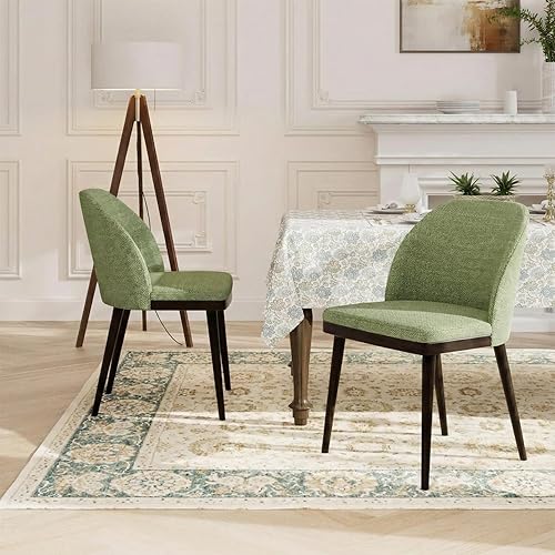 Miniatura 3 de Juego de 4 sillas de comedor tapizadas, modernas sillas de comedor, sillas de cocina de restaurante con respaldo medio con patas de madera, color