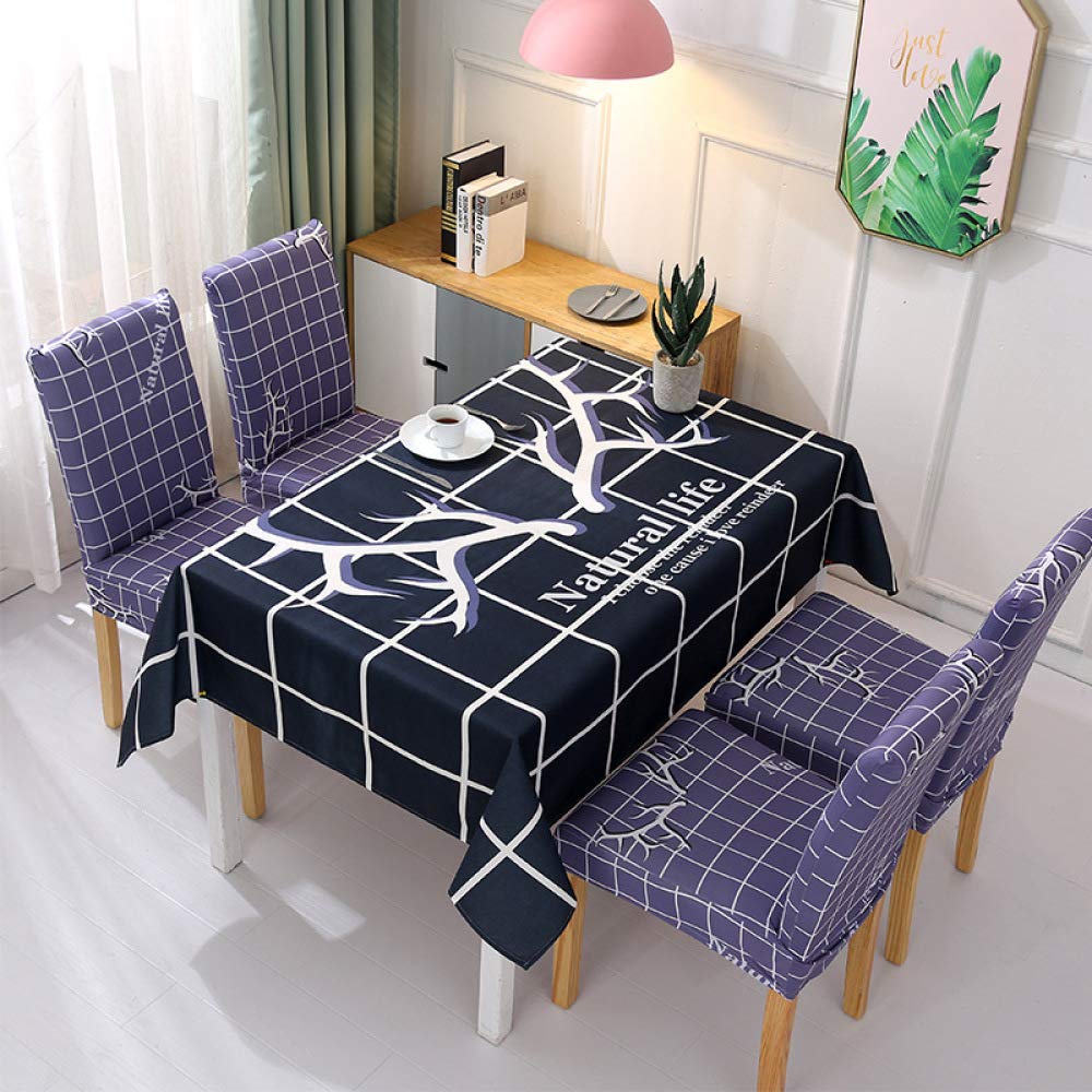 Housse de chaise et nappe rectangulaire lavable motif Blackantlers
