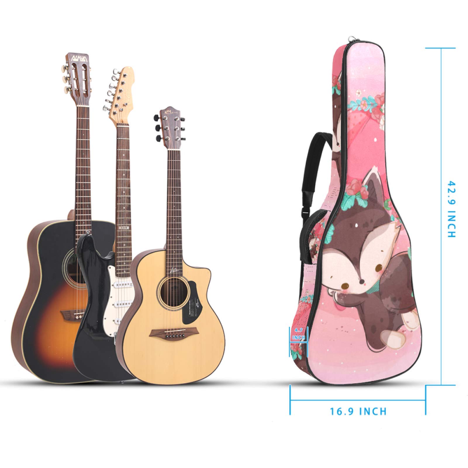 Bolsa para guitarra impermeable con cremallera, suave para guitarra, bajo, acústico y clásico, para guitarra eléctrica, bolsa de animales infantiles