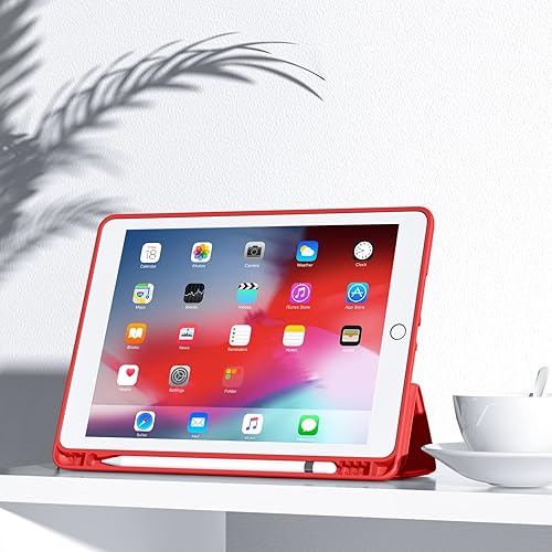 Miniatura 36 de Mastten Funda compatible con iPad de 9ª/8ª/7ª generación, para iPad de 10.2 pulgadas con soporte para lápiz, cubierta trasera de TPU Smart Stand