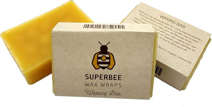 SuperBee Beeswax Block for DIY Beeswax Wrap Making Kit with Tree Resin & Coconut Oil, 75g Bar Makes Up to 10 Wraps, Natural Ingredients for Homemade Food Wax Wraps for Sustainable Living