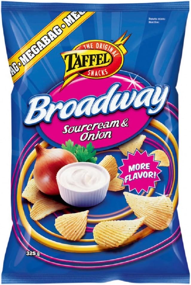 Taffel Broadway Sourcream & Onion - Original - Finnish - Potato Chips - Bag 325g