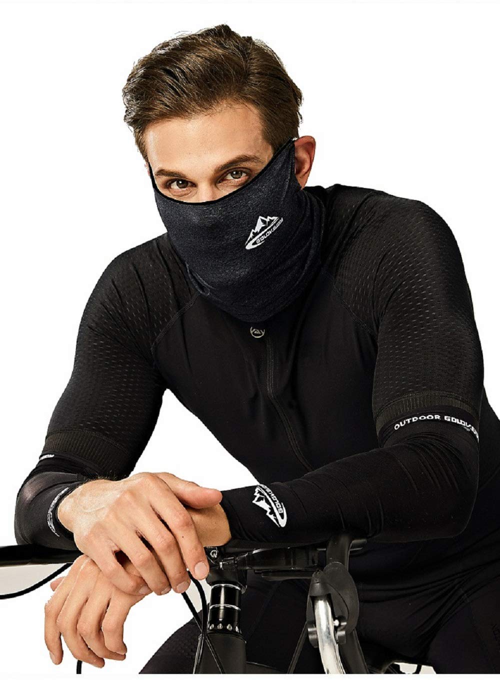 Unisex Neck Gaiter with Earloops Bandana Face Covering Reusable Snoods for Men Women Black