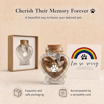 Pet Memorial Bottle for Dog or Cat Hair,Fur Keepsake for Pet Loss