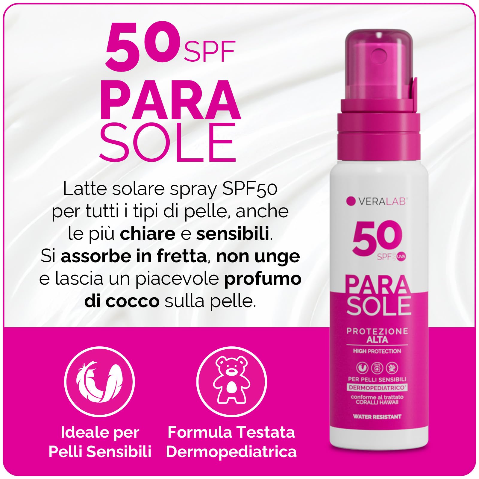 Veralab Kit Solari Protezione Completa, Parasole SPF50 100ml + Doposole 100ml + Pochette Mare - Kit Esclusiva Amazon