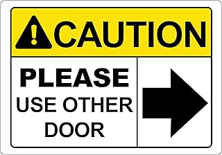ADA CENTRAL SIGNS - OSHA Warning Please Use Other Door Sign with Right Arrow - ADA Compliant Digitally Printed Text Wall Sign - Fire Safety Evacuation Signs for Warehouse, Work Site - Vinyl 7†x 5â€
