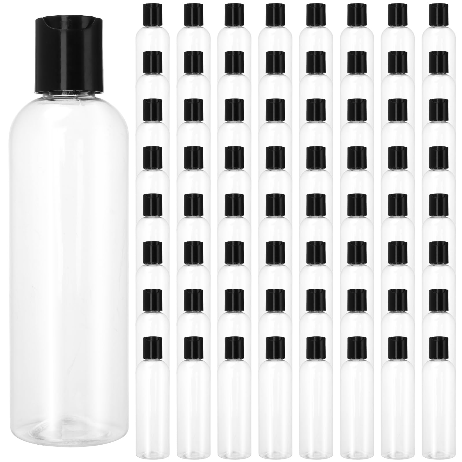 SEHOI 60 PCS 4oz Clear Plastic Empty Bottles, Squeezable Travel Containers with Black Disc Cap, Refillable Empty Lotion Bottles for Shampoo Lotions