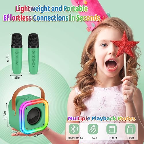 Vista 24 de Mini máquina de karaoke para niños, juguetes para niñas, micrófono inalámbrico de karaoke para niños de 4, 5, 6, 7, 8, 9, 10, 11, 12 años, regalos