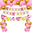 Party Propz Welcome Baby Girl Decoration Kit – 42 Pcs with Banner (Cardstock) | Welcome Home Decoration & Baby Décor Items gallery image