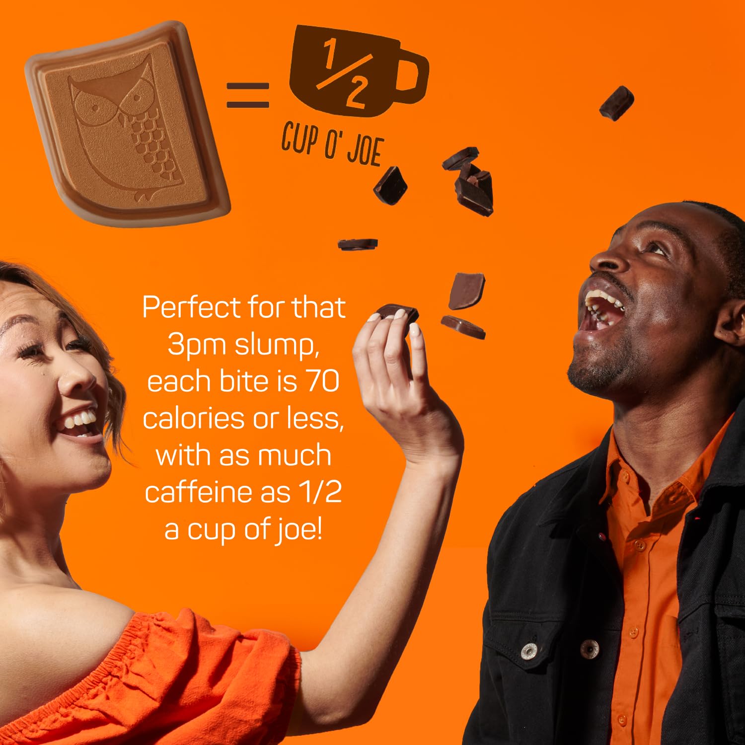 AWAKE - Caffeinated Chocolate Bites - Caramel Milk Chocolate, 50 Bites - 50mg Caffeine - Individually Wrapped Energy Bites - Coffee Alternative - Fairtrade, Gluten Free, Non GMO - 0.48oz