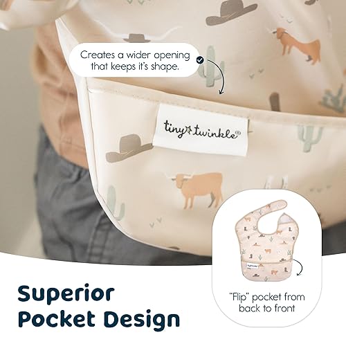 Miniatura 10 de Tiny Twinkle Babero a prueba de desorden - Babero impermeable para bebé niño o niña - PFAS, PVC, BPA, libre de ftalatos - Baberos de comida para