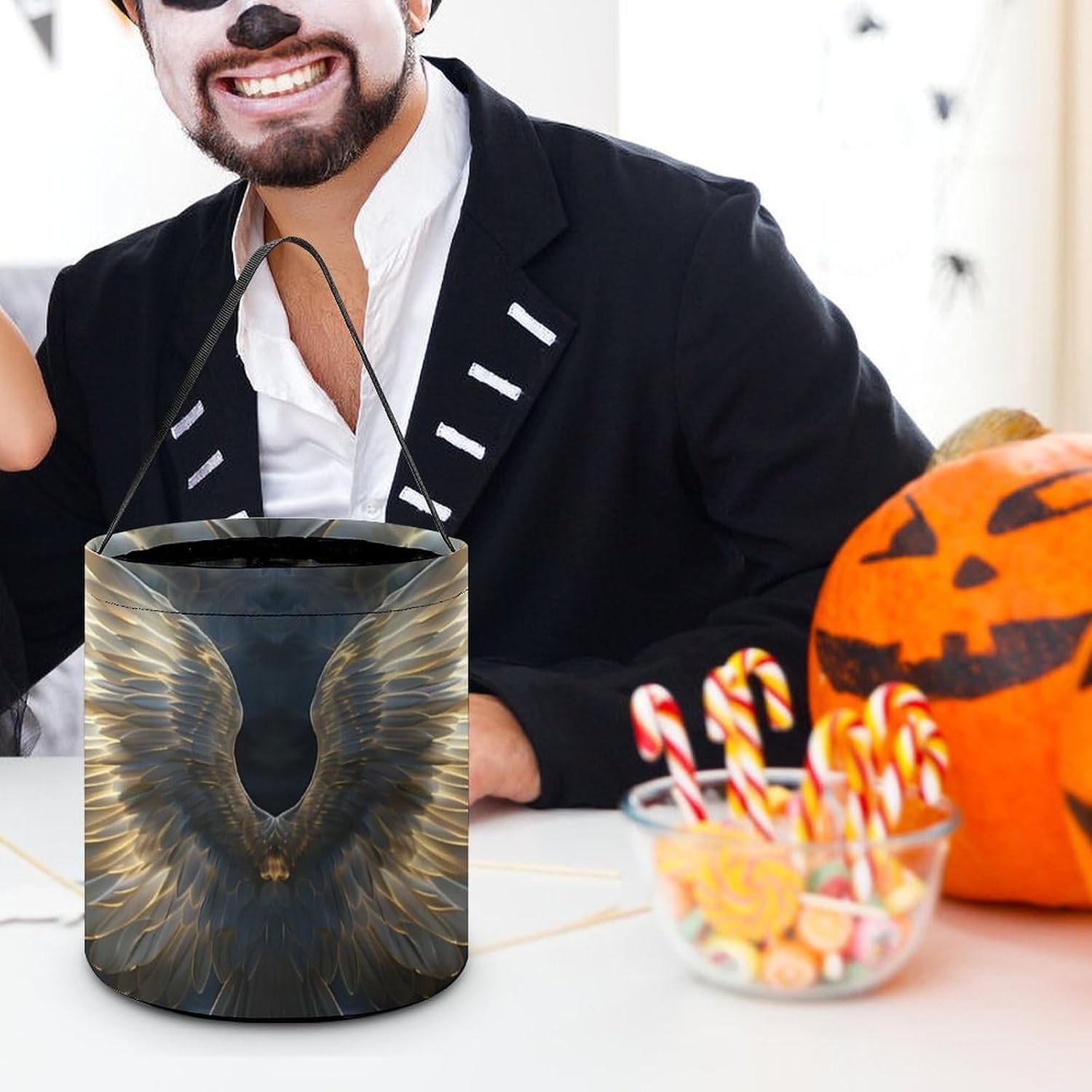 Angel Wings Heaven Halloween Treat Bag Reusable Candy Basket Tote Goody Bags Gift Party