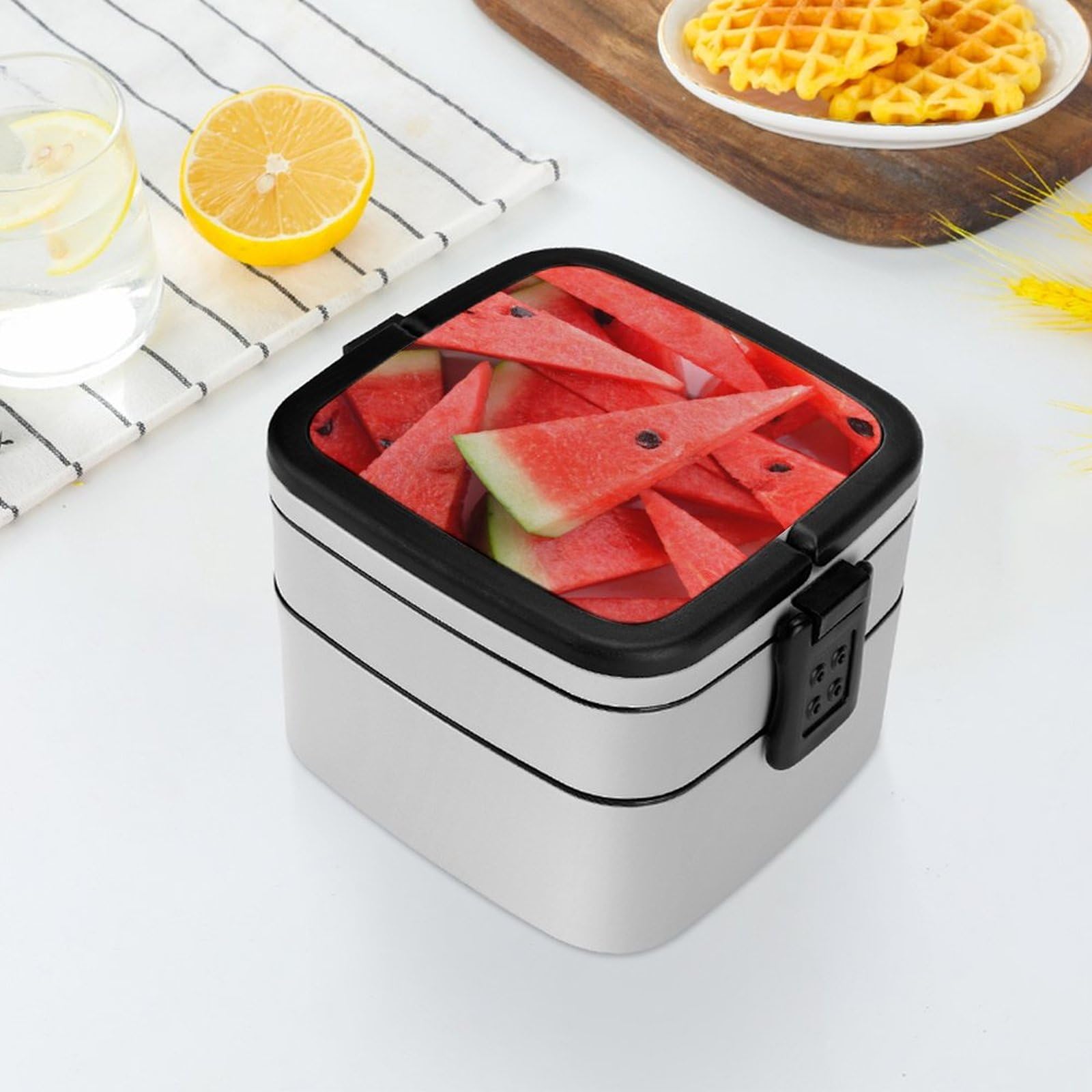 Amazon｜西瓜柄 スイカ柄 すいか柄 ランチボックス 二層弁当箱 ダブル