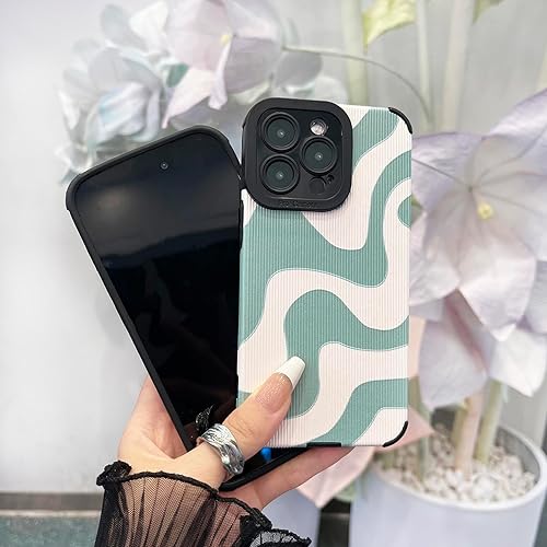 Miniatura 7 de YUMUPIFE Funda compatible con iPhone 15 Pro, bonita funda de silicona con patrón de ondas para mujeres y niñas, funda de silicona con diseño de