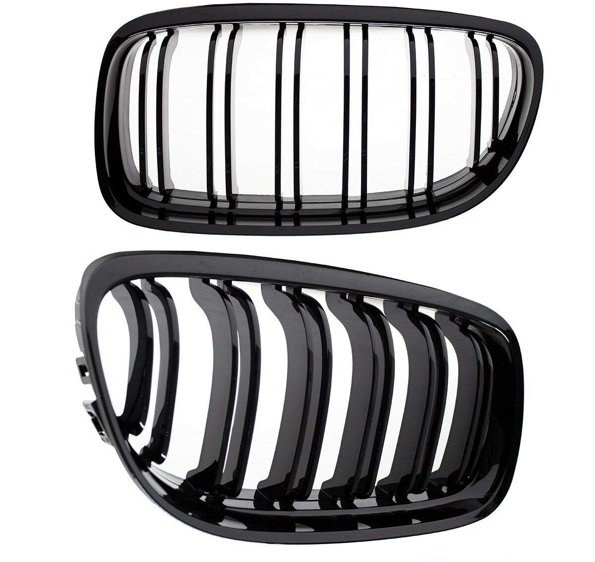 Kühlergrill 3er E90 E91 Facelift LCI Doppelsteg kompatibel für BMW Schwarz Glanz Grill Frontgrill Satz Paar Set