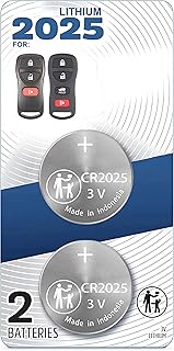 (2 Pack) CR2025 Remote Key FOB Battery (2003-2021) for Nissan 350Z Altima Armada Frontier Juke Murano NV Pathfinder Quest Rogue Sentra Titan Versa Xterra for Infiniti EX35 FX35 FX45 G35 I35 QX4 QX56