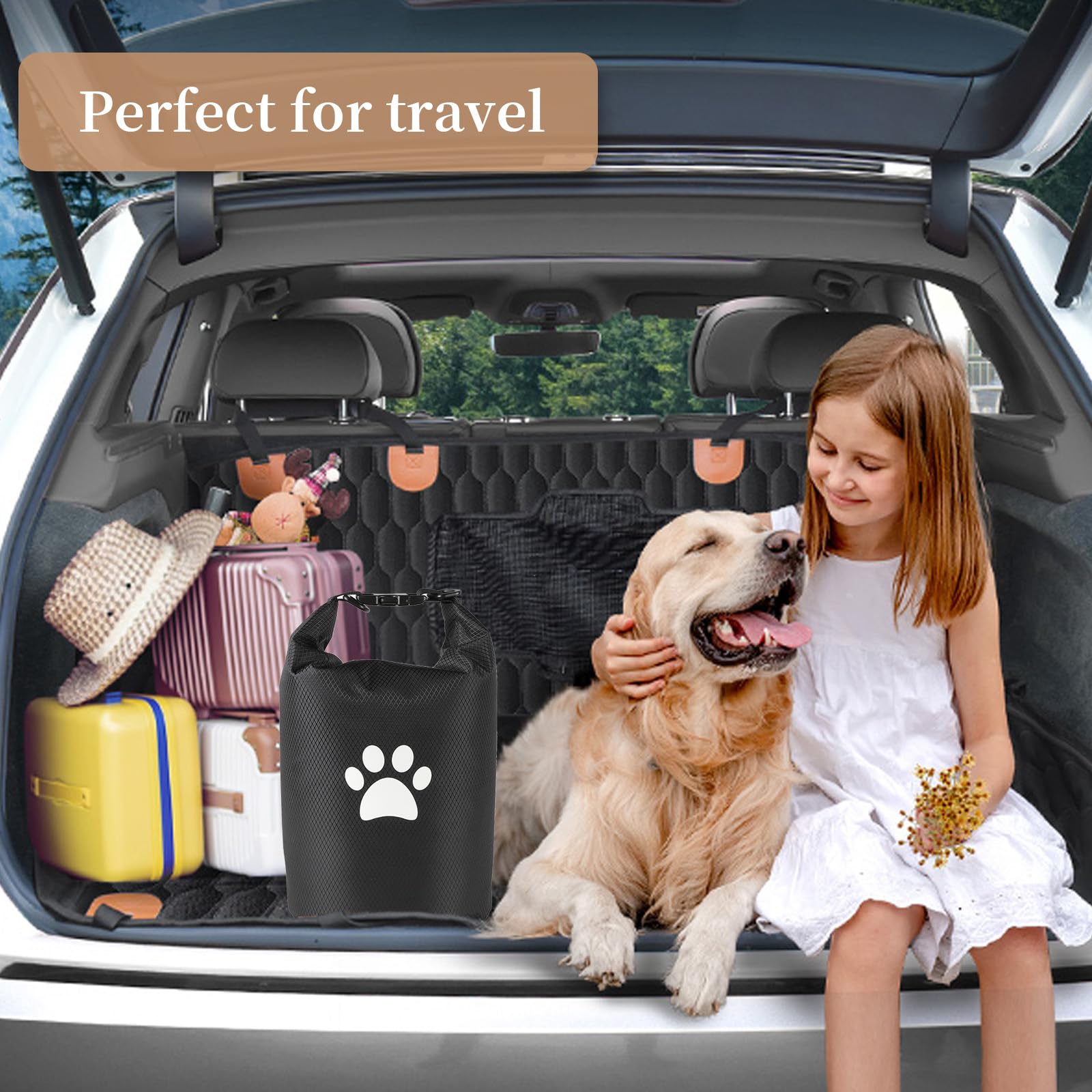 Lot de 2 sacs de voyage compacts pour chien, 4,98 kg, avec bols pliables, design anti-fuite pour voyages en voiture, camping, sorties d'une journée (rouge)