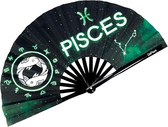 DeFlare | Cosmic Zodiac Rave Fan | Zodiac Sign Hand Fan | Astrology Rave Fan | Hand Fan | Large Rave Fan | Large Clacking Fan