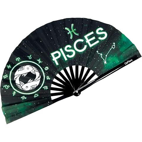 DeFlare | Cosmic Zodiac Rave Fan | Zodiac Sign Hand Fan | Astrology Rave Fan | Hand Fan | Large Rave Fan | Large Clacking Fan