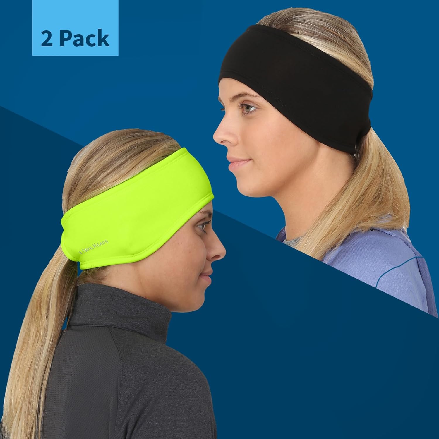 TrailHeads Womens Ponytail Headband - Moisture Wicking Hair Headband for Running, Winter, Workout - Athletic Headband Women