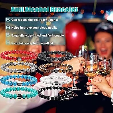 Glame Anti Alcohol Bracelet for Women Men, GM Mgnetc Bead Sobriety Bracelets Adjustable Hemys Hematite Reduce the Urge to Drink Cravings Relieve Anxiety Stress Jewelry Gift