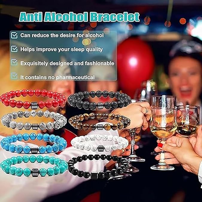 Glame Anti Alcohol Bracelet for Women Men, GM Mgnetc Bead Sobriety Bracelets Adjustable Hemys Hematite Reduce the Urge to Drink Cravings Relieve Anxiety Stress Jewelry Gift