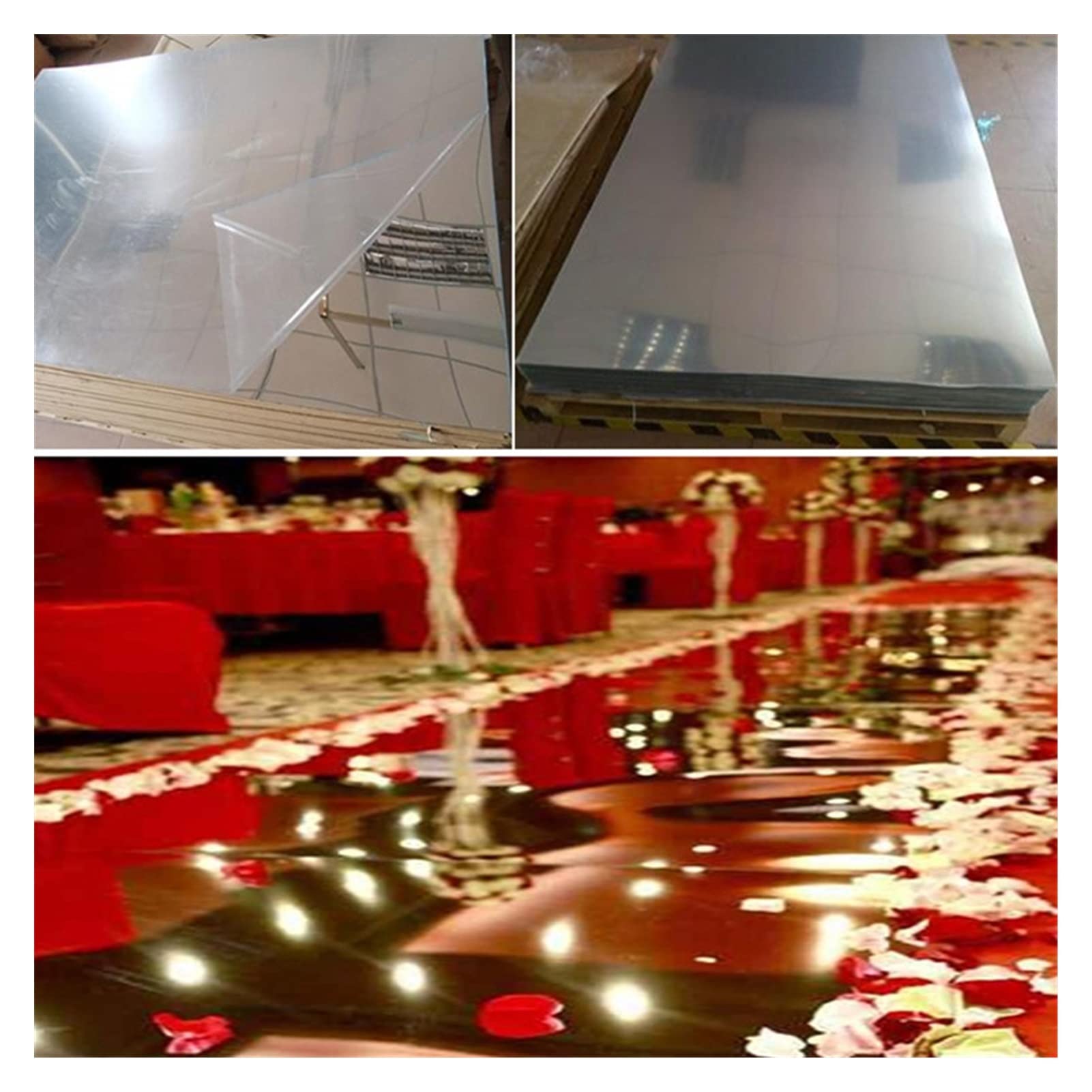 Alfombra de salón de 10 metros, espejo plateado, para decoración de fondo de boda, 0,12 mm, color plateado, 10