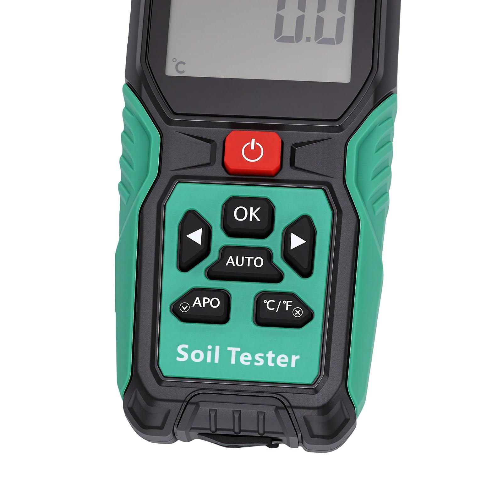 Medidor de Suelo 9 en 1 con Pantalla LCD para el Cuidado | Sonda de Acero Inoxidable que Mide Temperatura, PH, EC, N, P, K, Fertilidad y Salinidad para Jardín, Césped, Cultivo