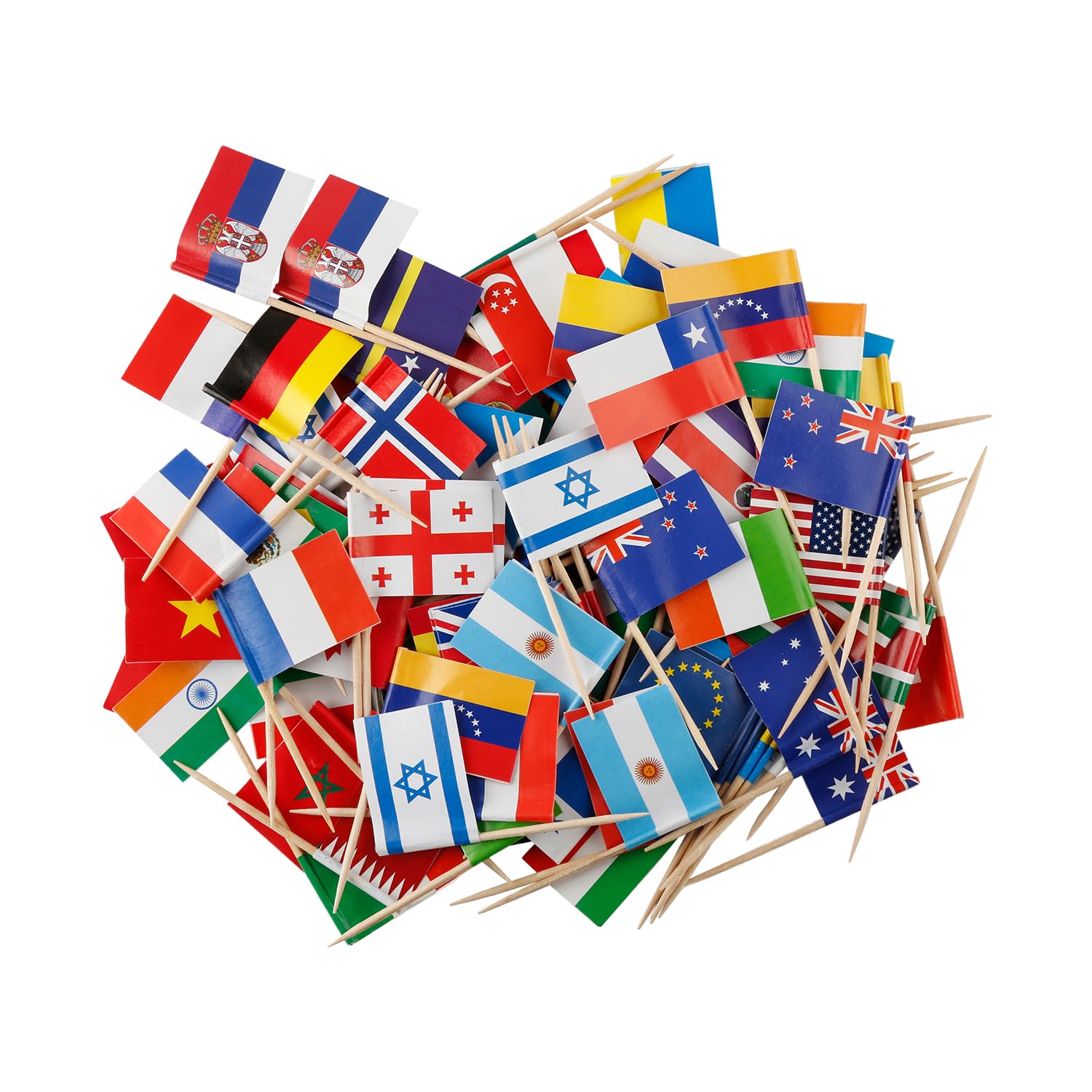 Tabanzhe Different Nations Toothpick Flag-100PCS Country Cocktail Stick Flag Food Flags for Party Decoration Fruit Stick Cupcakes Topper