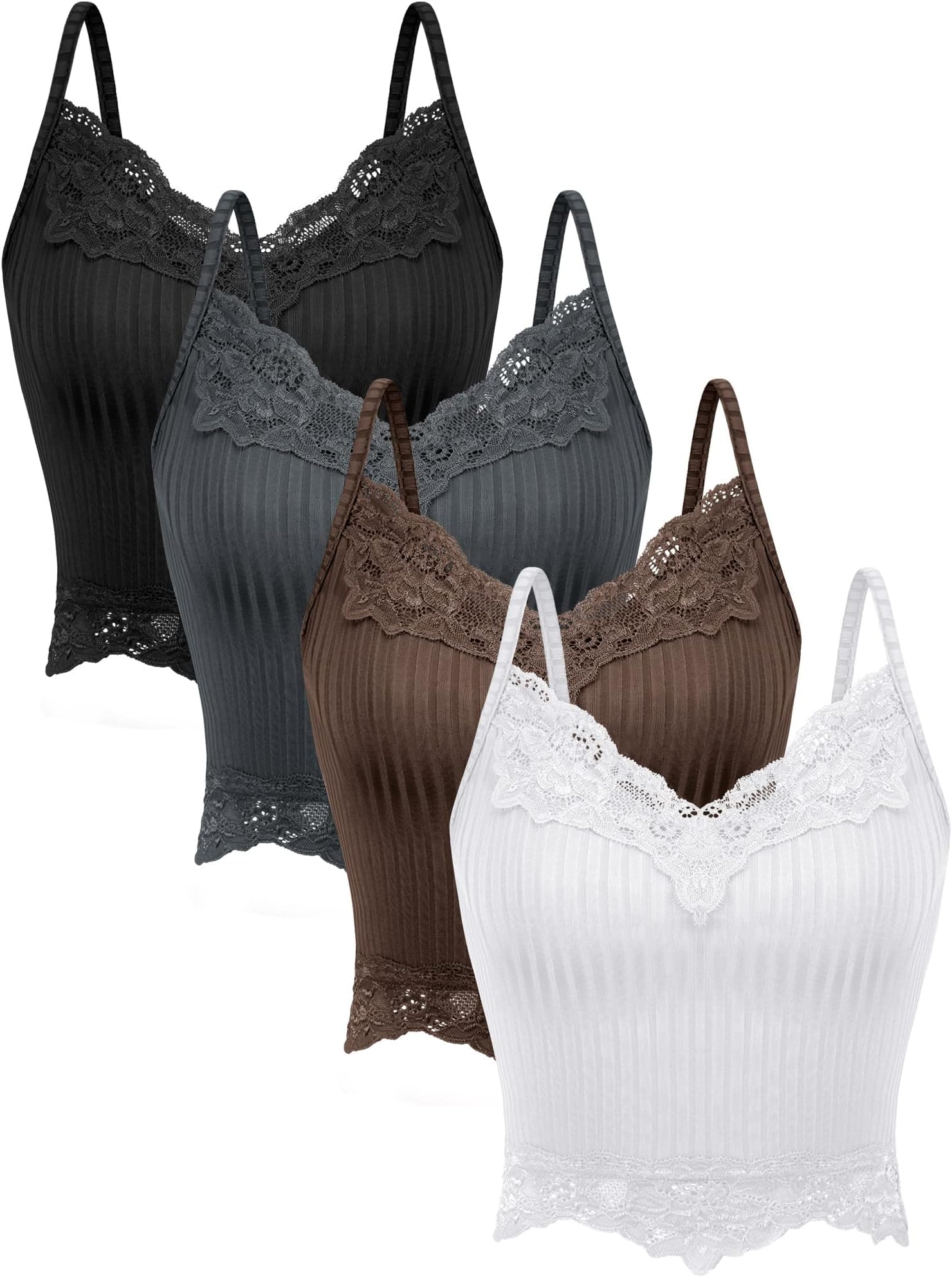 Bencailor Lace Y2k Tank Tops Fairy Grunge Clothes Crop Tops Lace Patchwork Cami Ribbed Knitted Tank for Women