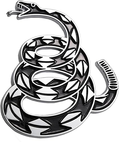 Dsycar Emblema de metal 3D Don't Tread on Me para automóvil, bandera de Gadsden, emblema de serpiente, emblema de automóvil, camión, parachoques y
