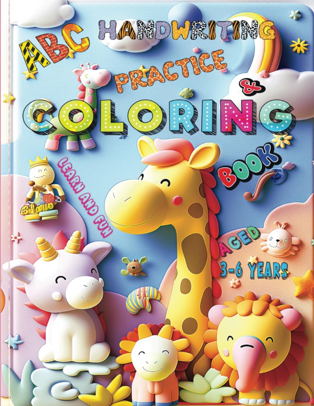 ABC Handwriting Practice & Coloring Book: Cozy Friends, Dinosaurs, Unicorns, Mermaids, Rockets, Cool Animals | Alphabet Learning, Handwriting ... for School Readiness | Cozy Colors | Ages 3-6