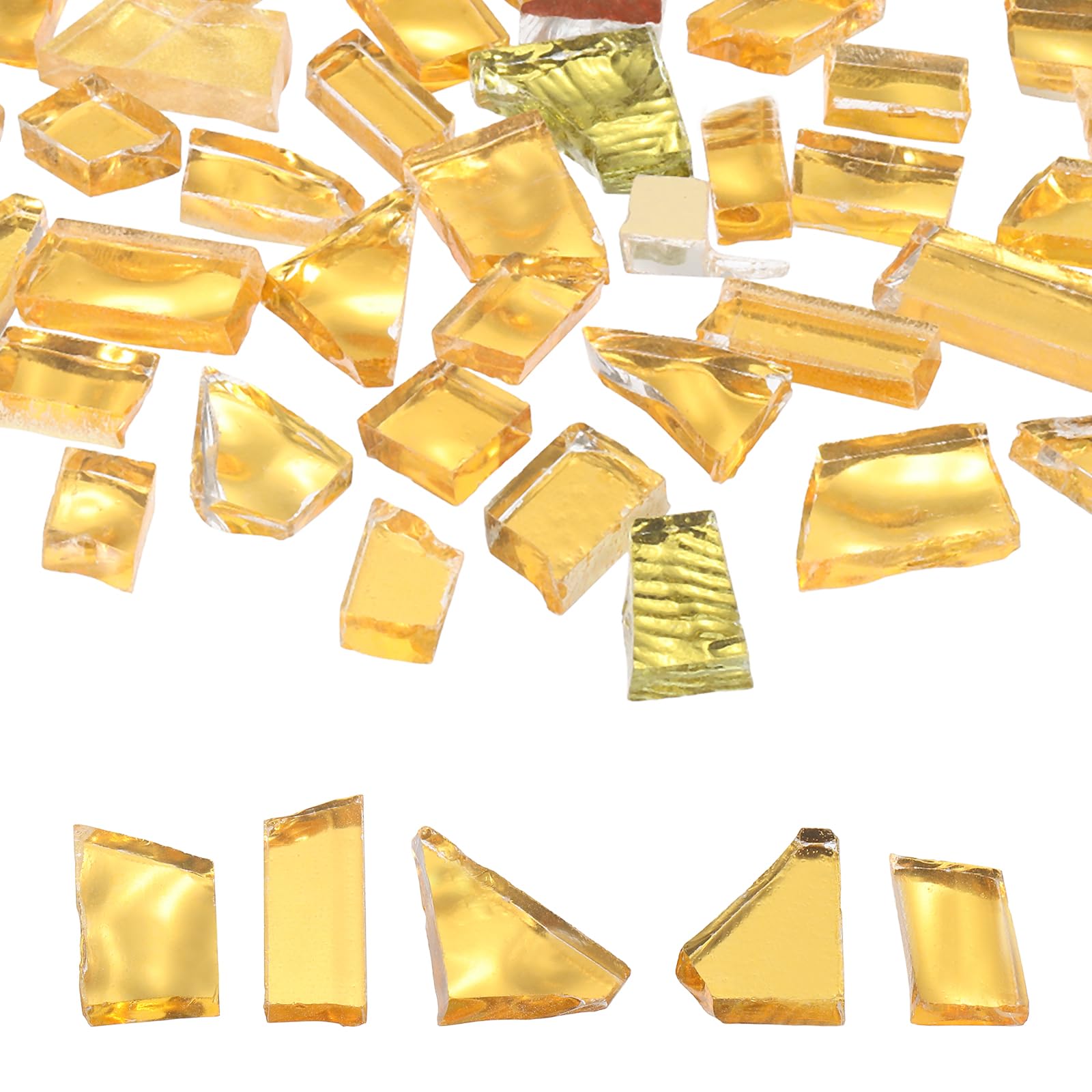sourcing map Irregular Glass Mosaic Tiles, 200G/0.4LB Irregular Stained Glass Sheets Broken Mosaic Pieces Tiles Supplies Kit Bulk for DIY Art Craft Making Home Decor, Gold Series