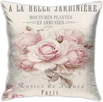 Nebra French Shabby Chic Throw Pillow Covers Cozy Square Throw Pillow Case Home Decorative for Bed Couch Sofa Living Room Cushion Cover 18 inch X18 inch , One Size