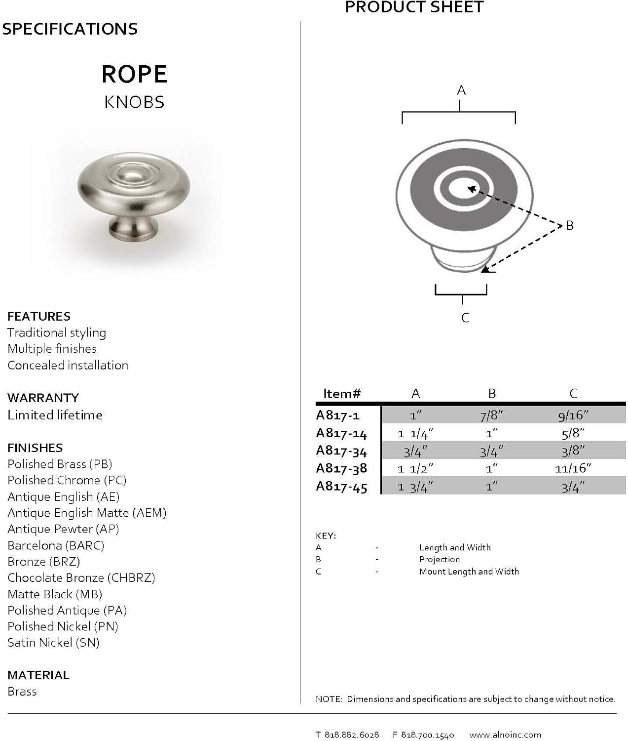Alno A817-34-PA Rope 3/4″ Traditional Knobs, Polished Antique, 3/4"