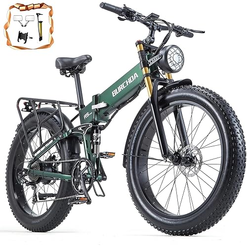 Electric Bike for Adults Dual Motor 2000W/1000W 48V 60Ah/30AH/20Ah Long Range ebike Removable Battery 26" Fat Tire Off Road Mountain Full Suspension Electric Bicycle,Dual Hydraulic Brakes,32mph/30mph