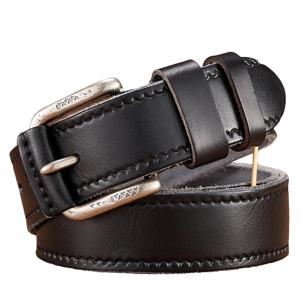 3,8 Cm Gürtel Aus Echtem Rindsleder, Jeansgürtel Für Herren, Luxuriöser Klassischer Designergürtel, Retro-Dornschließe