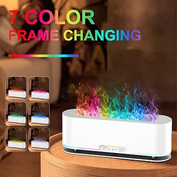 2025 Upgraded Flame Fire Diffuser Humidifier, 7 Colors Changing Oil Diffuser, Ultra-Quiet Aroma Essential Oils Aromatherapy Diffusers