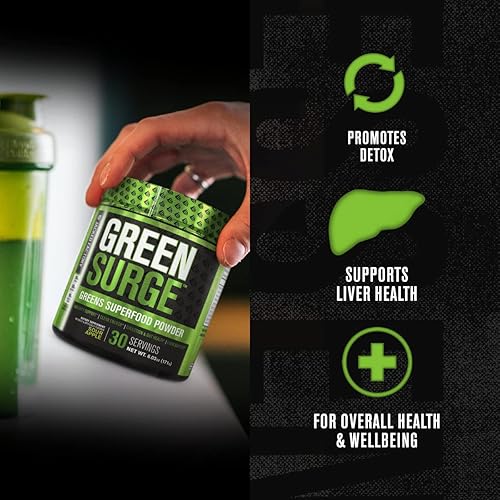 Miniatura 11 de Jacked Factory Green Surge Green Superfood Powder - Keto Friendly Greens Drink w/Spirulina, Wheat & Barley Grass, Organic Greens - Green Tea