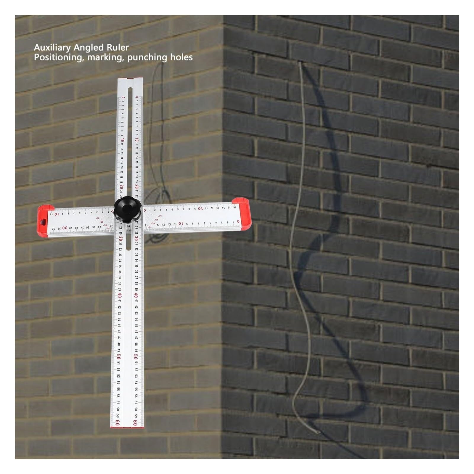 Règle de travail du bois, équerre en T réglable 2 en 1, règle d'angle, règle de marquage de type T, règle de mesure de marquage for la construction en bois(Red,90CM/35IN)