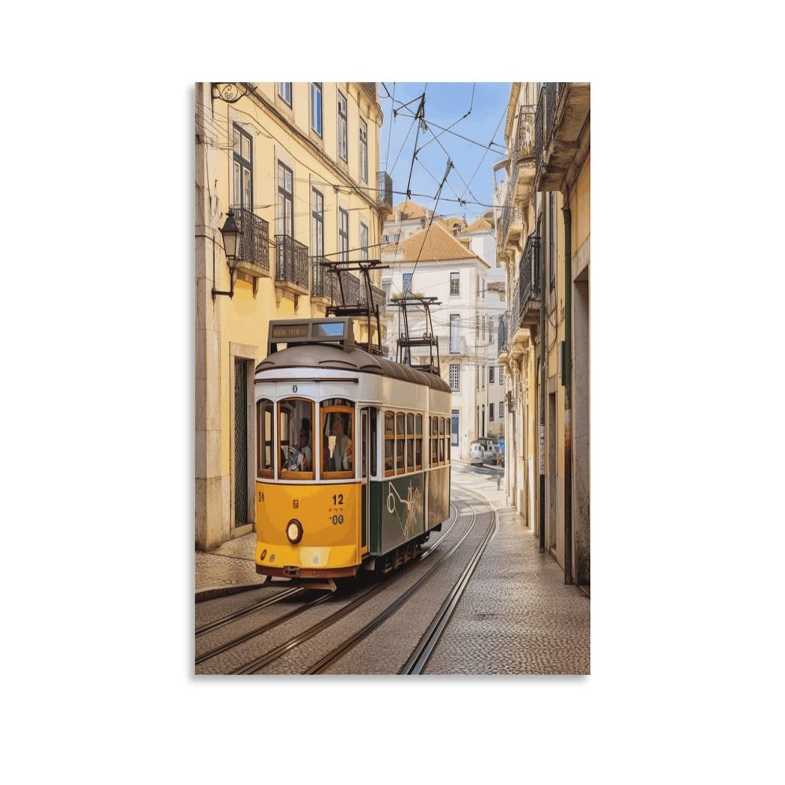 VstaDank Lisbon Tram Canvas Wall Art on Canvas Prints Artwork Exquisite Decor Artwork Hang Wall Picture Hangable Decor Painting Picture Printed Poster Art for Home Decor 12x18inch(30x45cm)