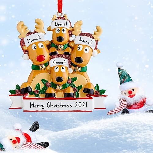 Miniatura 19 de Adornos de Navidad personalizados 2023, familia de calcetines rojos, familia de 2/3/4/5/6/7/8, adorno personalizado con nombres, adorno familiar