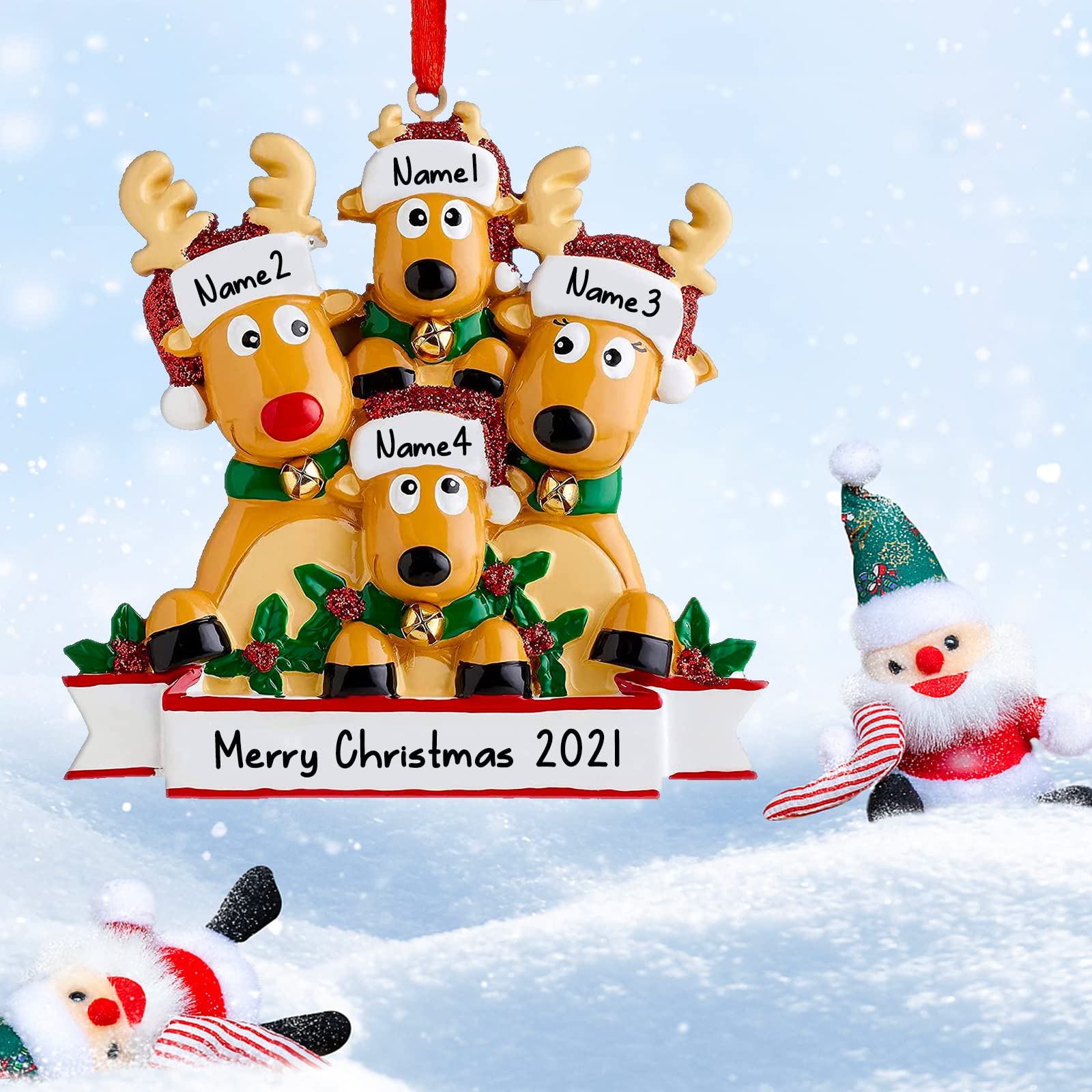 Décoration Noël Personnalisée 2025 - Ornement Acrylique Bonhomme De Neige Avec Prénoms Famille (2 à 10 Noms)