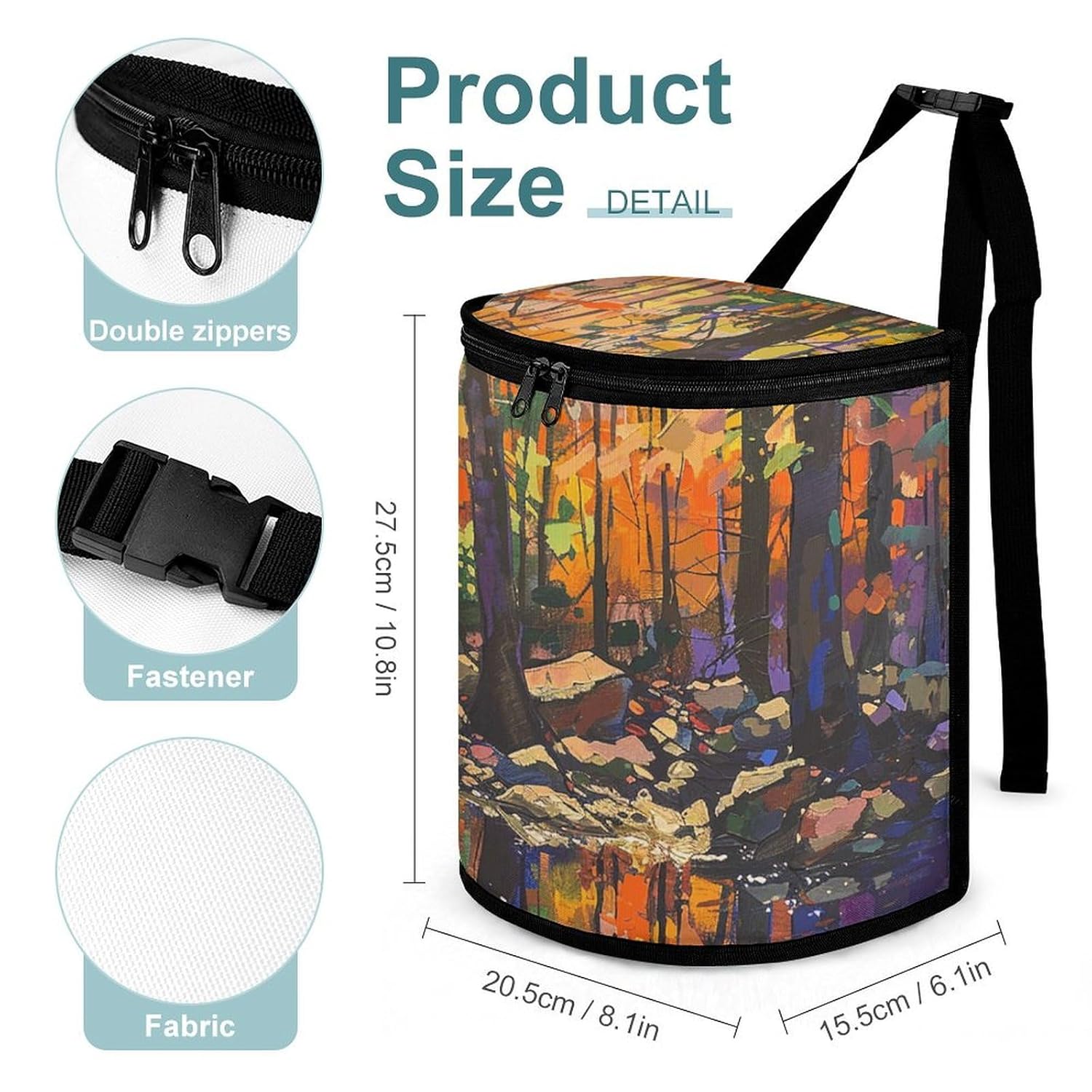 Car Trash Can Trees and Rocks Printed Car Organizer Car Accessory Interior Car Garbage Can with Lid