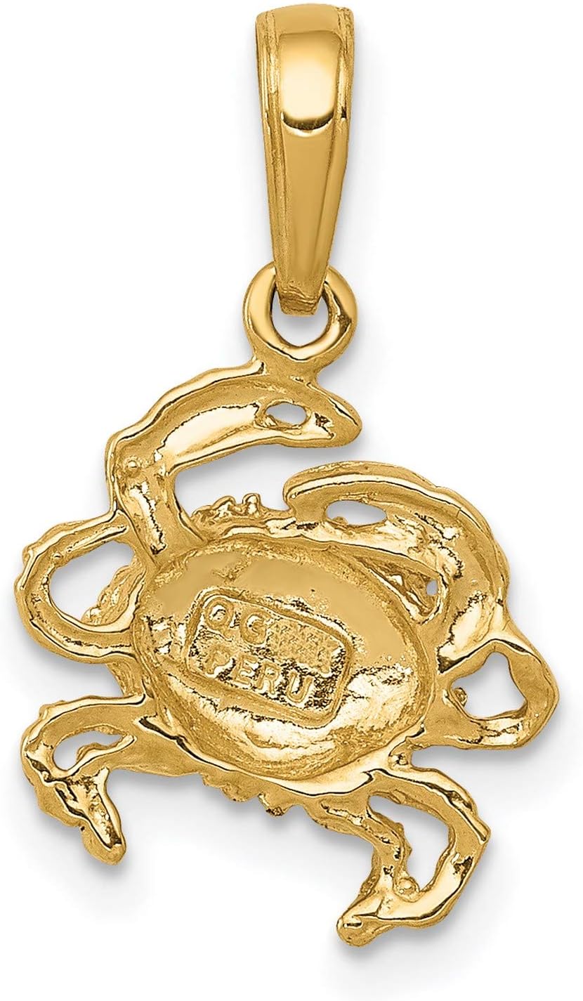 14k Yellow Gold Crab Pendant for Women or Unisex with Detailed Claws and Legs, Zodiac Cancer Sign Necklace Symbolizing Intuition, Emotional Strength and Protection, Solid Astrology Jewelry Charm - Image 4