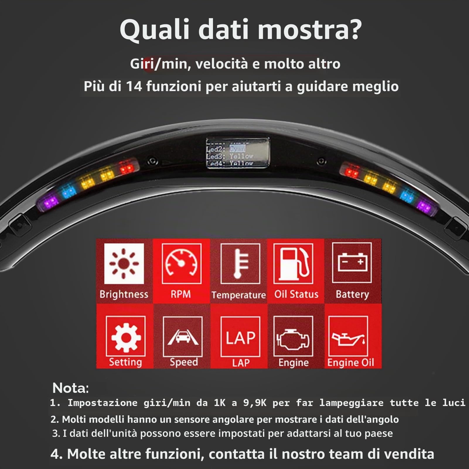 Volante LED Performance con Display Intelligente - Montaggio Universale