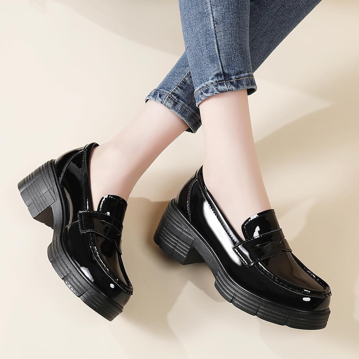 Loafers for Women Platform Chunky Loafers Penny Comfortable Loafers Womens Business Casual Shoes Office Work Shoes for Ladies Slip-On Shoes for Travel Commute Dating Match Dresses Jeans - Image 9
