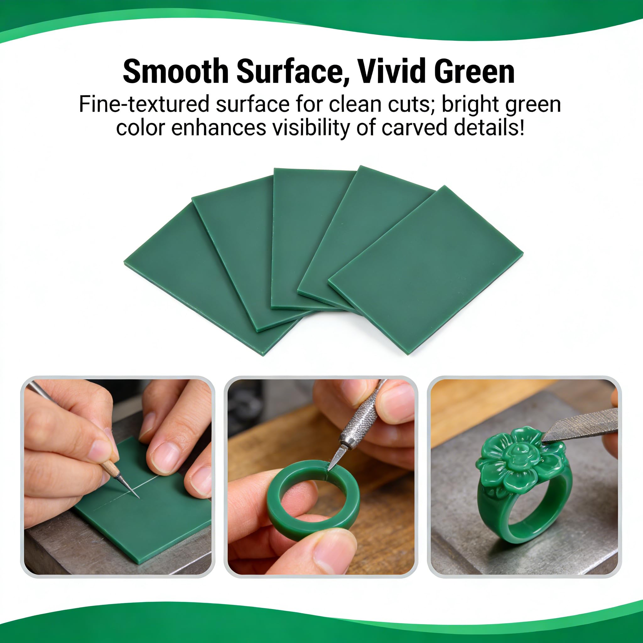 5 piezas, taco de cera para joyería, molde de cera para grabar, moldear y esculpir, verde, 2 mm